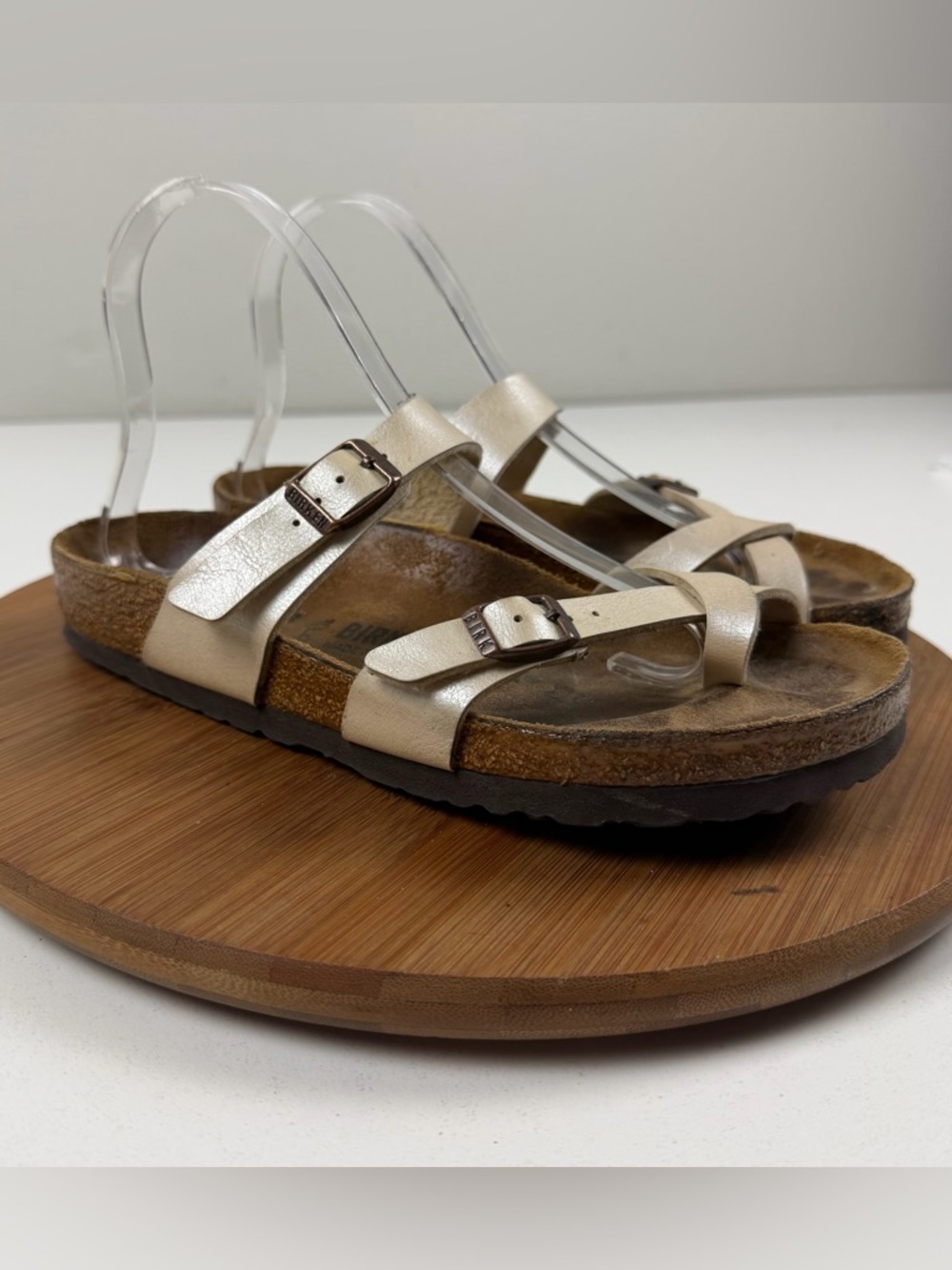 Birkenstock Mayari Ivory Leather Buckle Sandals
